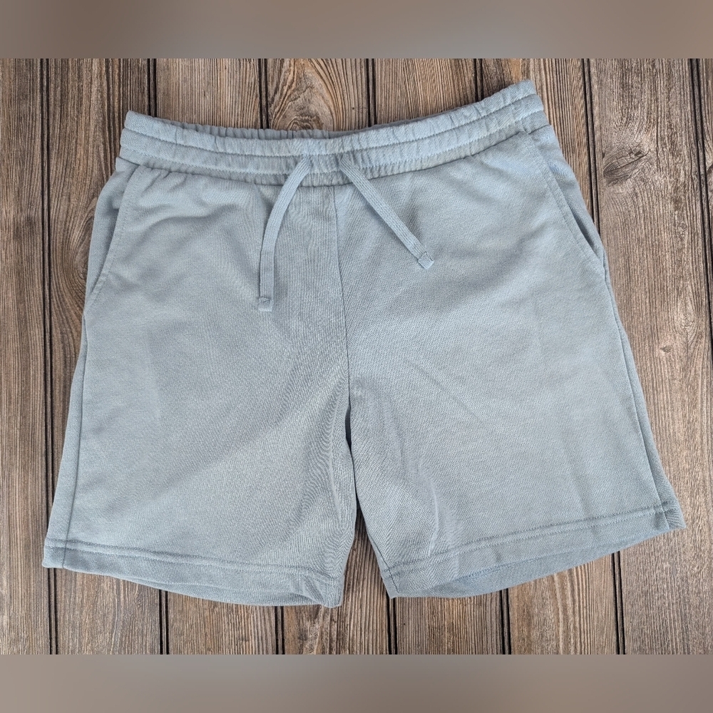 H&M Regular Fit Size Small Light Blue Knit Shorts With Drawstring And Pockets